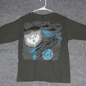 Y2K Top Heavy Boys Graphic T Shirt Long Sleeve Size‎ L Helicopters Air Force
